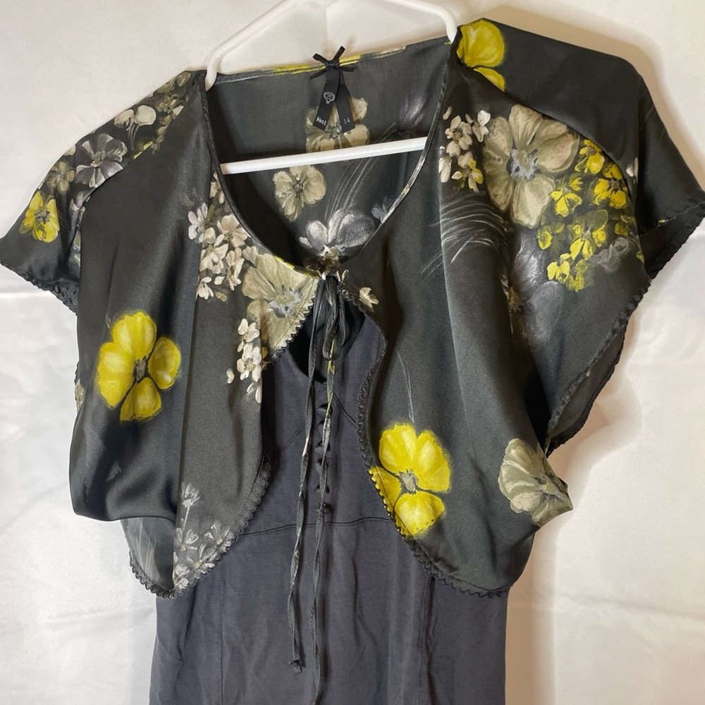 Next Charcoal Floral top with Yellow Highlights